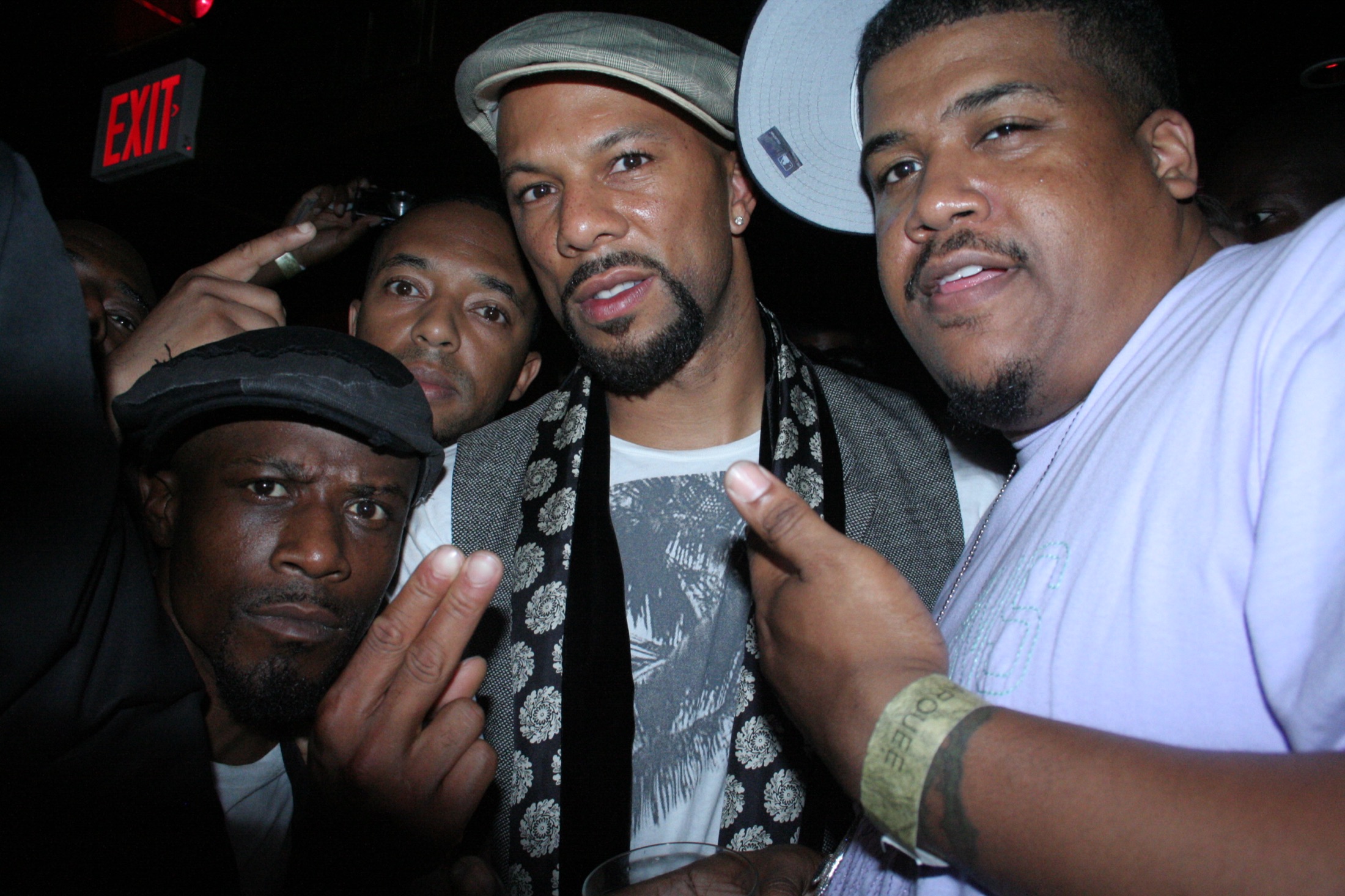 Group backstage at night